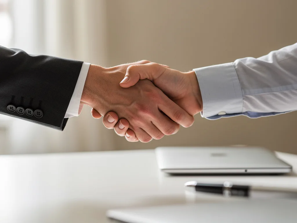 Poignée de main lors d'un rendez-vous formel concluant un accord de désinsectisation