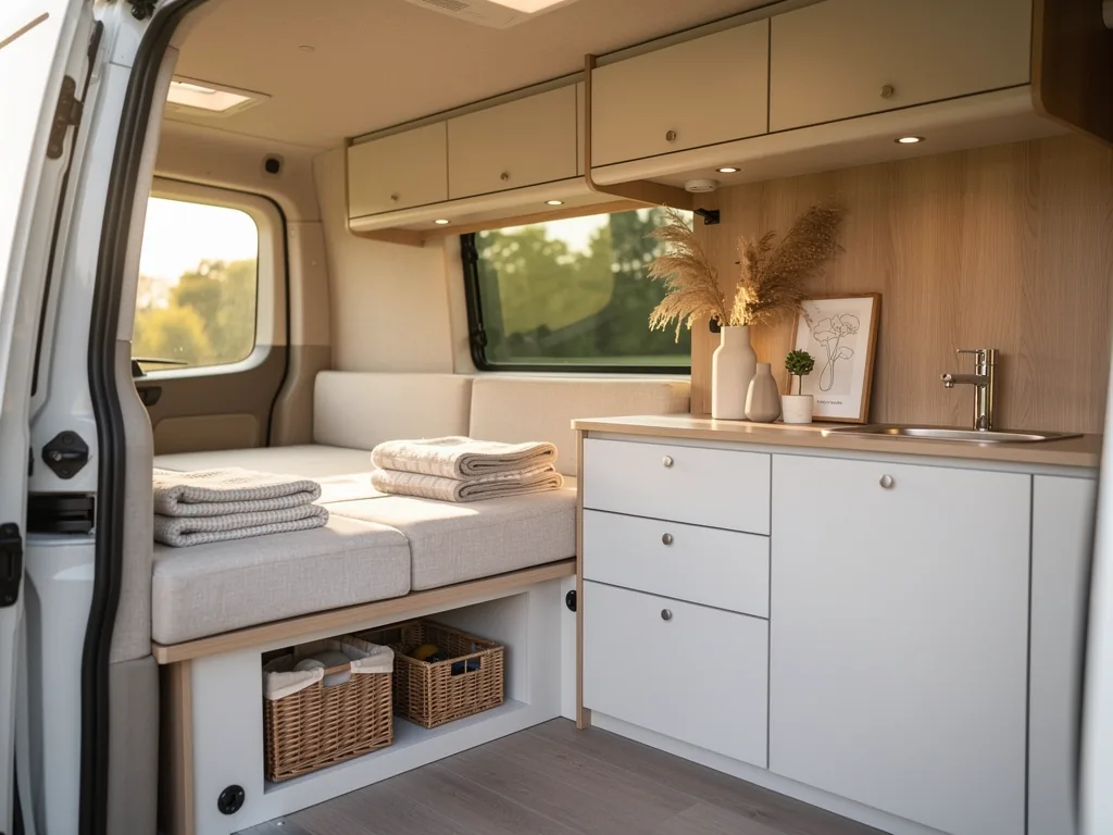 Intérieur de camping-car avec rangements