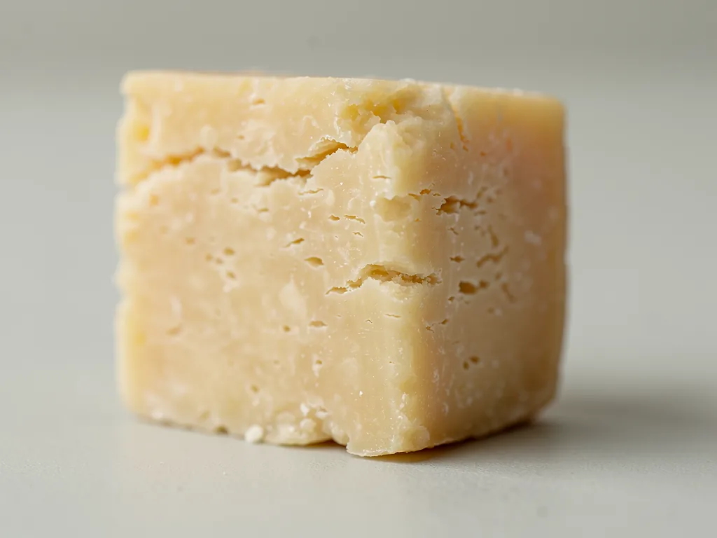 Morceau de fromage seul sur une surface claire