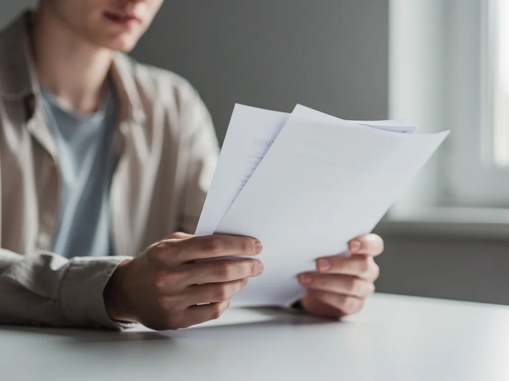 Personne lisant un contrat de location