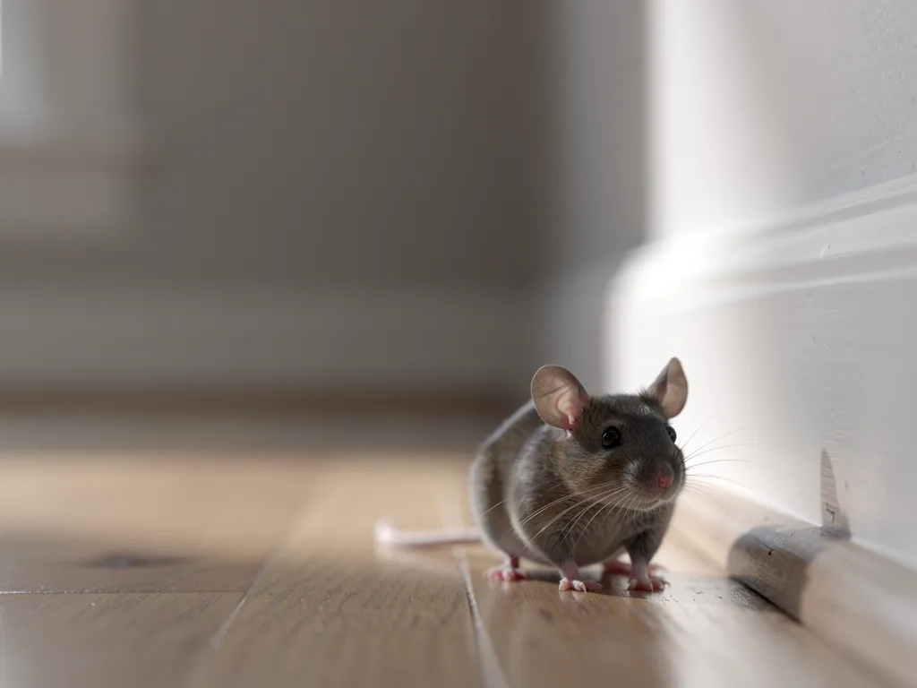 Une seule souris près d'une plinthe